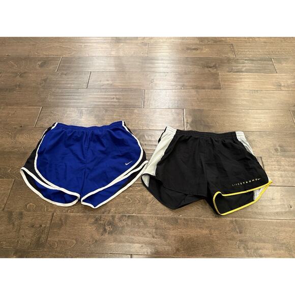Lot Of 2 Nike Women Blue Black Athletic Lined Running Shorts Bundled Size M - Picture 2 of 7